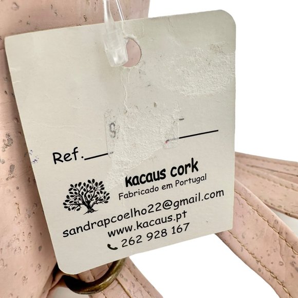 Kacaus Cork Leather Small Backpack Purse Pink Floral Portuguese Cork NWT main image 5